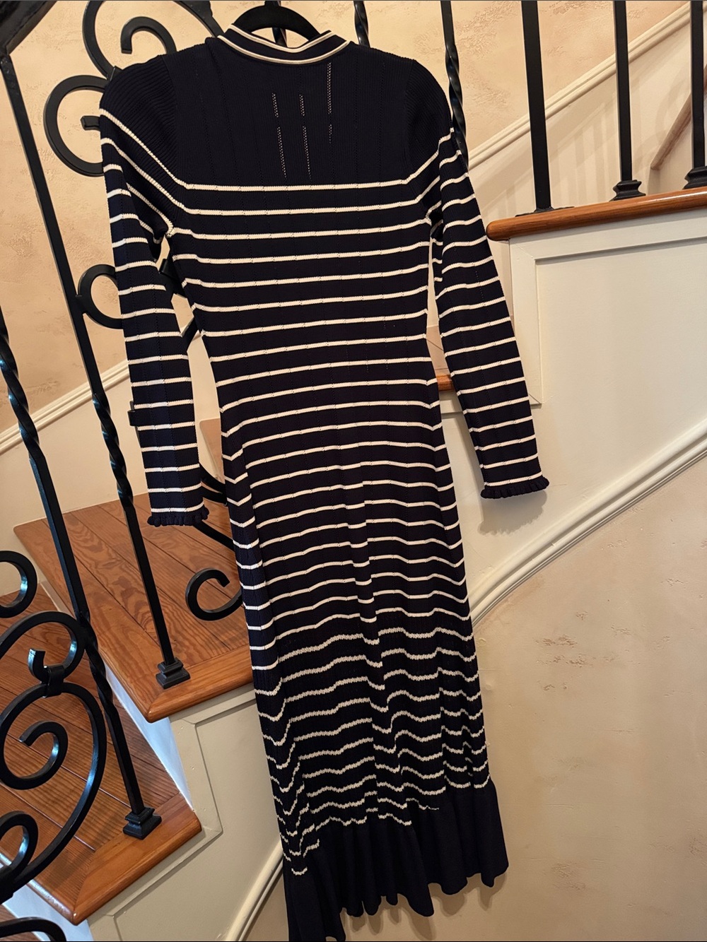 Chic Navy & White Striped Knit Gold Button-Front Dress by Cara Cara - Picture 10 of 11